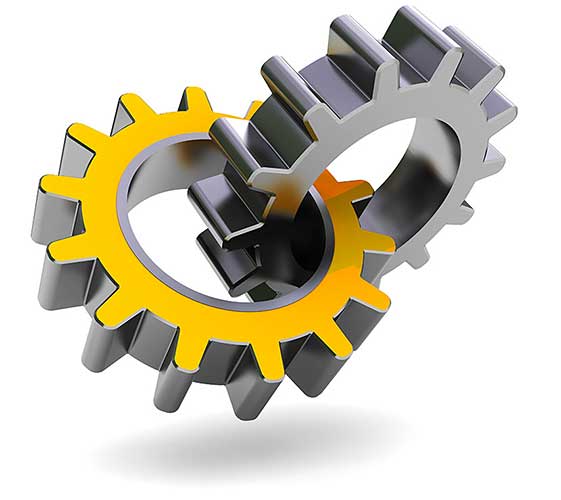 Image of two interlocked gears
