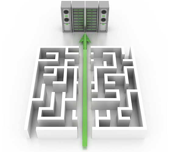 Image of an arrow running through a maze