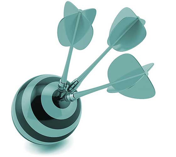 Image of three darts and a sphere