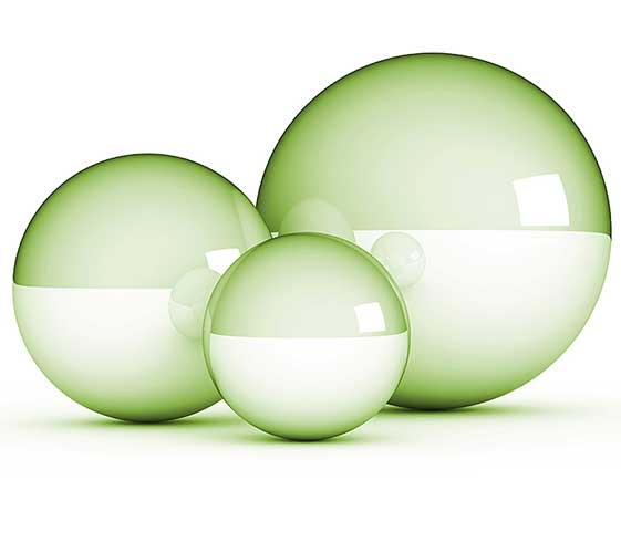 Image of three green spheres