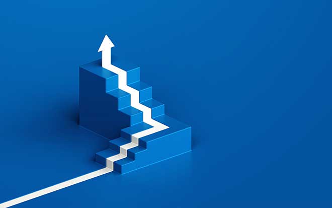 Image of an arrow following the path of steps