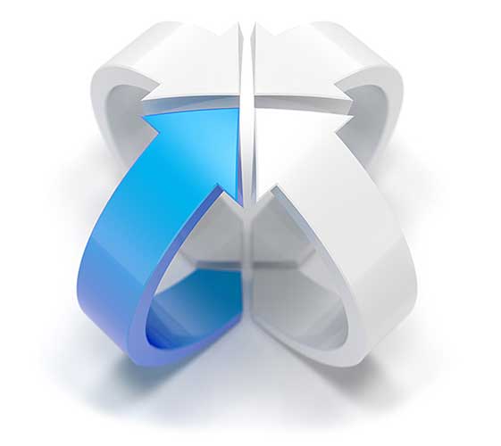 Image of four converging arrows