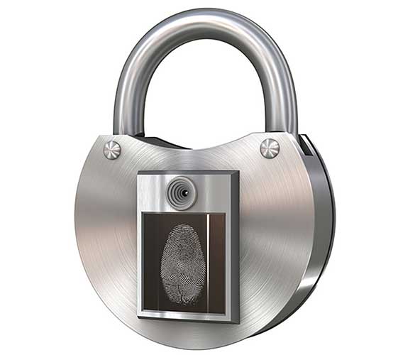 Image of a lock inscribed with a fingerprint